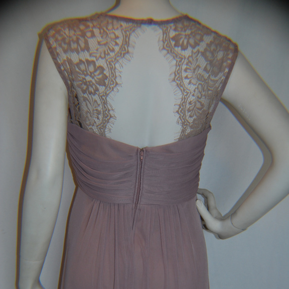Long Mauve Lace Cutout Chiffon Maternity Dress NWT - Picture 6 of 10